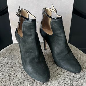 Jimmy Choo suede and patent booties 37
